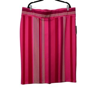 Eloquii Women Stripped Pink Red & White Stripped Stretch Skirt Zipper Split Sz